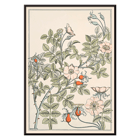 Blumenkunst mit Rosen und Blättern von Maurice Pillard Verneuil mit dem Titel Eglantier. Poster mit floralem Design von Maurice Pillard Verneuil mit dem Titel Eglantier mit komplizierten Mustern und Pastellfarben