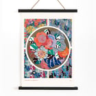 Floral abstract art deco pattern by Édouard Bénédictus from Variations Quatre-Vingt-Six Motifs Décoratifs En Vingt Planches Poster of vibrant floral art deco patterns by Édouard Bénédictus from the artwork Flower art deco pattern variations