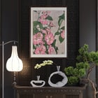 Prairie Rose by Hannah Borger Overbeck depicts vibrant pink flowers with green leaves. Poster of pink and white prairie roses with green leaves by Hannah Borger Overbeck titled Prairie Rose.