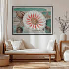 The Victoria Regia or the Great Water Lily of America by William Sharp depicting a vibrant water lily painting. Poster featuring The Victoria Regia or the Great Water Lily of America by William Sharp with a large detailed flower on water.
