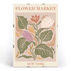 Colorful botanical illustration of flowers and leaves Flower Market New York by Moryarty Poster titled Flower Market - New York by Moryarty featuring a vibrant illustration of multicolored flowers and leaves.