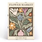 Colorful Floral Artwork Flower Market - Columbia Road by Moryarty Poster titled Flower Market - Columbia Road by Moryarty featuring a colorful abstract depiction of flowers in a vase.