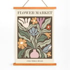 Colorful Floral Artwork Flower Market - Columbia Road by Moryarty Poster titled Flower Market - Columbia Road by Moryarty featuring a colorful abstract depiction of flowers in a vase.