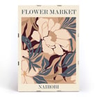 Floral artwork Flower Market - Nairobi by Moryarty Poster of Flower Market - Nairobi featuring an abstract floral design by Moryarty in soft brown, beige, and blue hues.