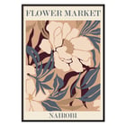 Floral artwork Flower Market - Nairobi by Moryarty Poster of Flower Market - Nairobi featuring an abstract floral design by Moryarty in soft brown, beige, and blue hues.