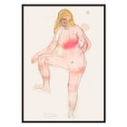 Watercolor sketch of a nude figure by Auguste Rodin titled Study of Nude. Poster of a watercolor sketch featuring a nude woman with one leg raised by Auguste Rodin titled Study of Nude