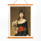 Portrait of a girl with a dog by John Singer Sargent in Miss Beatrice Townsend Poster featuring Miss Beatrice Townsend by John Singer Sargent depicting a young girl with a dog in elegant attire and a red sash.
