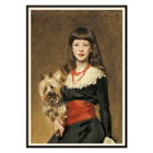 Portrait of a girl with a dog by John Singer Sargent in Miss Beatrice Townsend Poster featuring Miss Beatrice Townsend by John Singer Sargent depicting a young girl with a dog in elegant attire and a red sash.