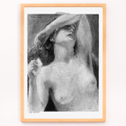 Nude Study by Gari Melchers painting of a woman with arm raised. Poster of the artwork titled Nude Study by Gari Melchers depicting a nude figure with an arm covering part of the face in a detailed brushstroke style.