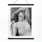 Nude Study by Gari Melchers painting of a woman with arm raised. Poster of the artwork titled Nude Study by Gari Melchers depicting a nude figure with an arm covering part of the face in a detailed brushstroke style.