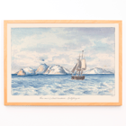 Painting of a sailing ship near snowy mountains in View West of Lout Harbour Spitzberger by Charles Hamilton Smith Poster of a painting titled View West of Lout Harbour; Spitzberger by Charles Hamilton Smith shows a sailboat and icy mountains in the background