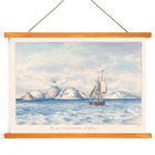Painting of a sailing ship near snowy mountains in View West of Lout Harbour Spitzberger by Charles Hamilton Smith Poster of a painting titled View West of Lout Harbour; Spitzberger by Charles Hamilton Smith shows a sailboat and icy mountains in the background