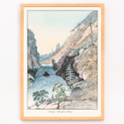 Painting Portage in Hoarfrost River by Charles Hamilton Smith depicting a scenic river landscape with rugged cliffs and trees Poster of a painting titled Portage in Hoarfrost River by Charles Hamilton Smith featuring a serene river running through a rocky canyon