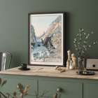 Painting Portage in Hoarfrost River by Charles Hamilton Smith depicting a scenic river landscape with rugged cliffs and trees Poster of a painting titled Portage in Hoarfrost River by Charles Hamilton Smith featuring a serene river running through a rocky canyon