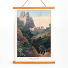 Painting of Hermitage of St. Trinidad at Montserrat by Charles Hamilton Smith Poster showing Hermitage of St. Trinidad Montserrat by Charles Hamilton Smith features a mountainous landscape with lush trees and a monk.