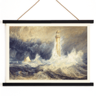 Bell Rock Lighthouse by Joseph Mallord William Turner depicting a stormy sea with towering waves and a sailboat in the distance Poster of Bell Rock Lighthouse by Joseph Mallord William Turner depicting a lighthouse amidst stormy seas and turbulent waves