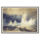 Bell Rock Lighthouse by Joseph Mallord William Turner depicting a stormy sea with towering waves and a sailboat in the distance Poster of Bell Rock Lighthouse by Joseph Mallord William Turner depicting a lighthouse amidst stormy seas and turbulent waves