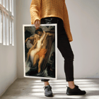 The Fisherman And The Syren by Frederic Leighton depicting a mythological scene with a fisherman and a siren Poster of The Fisherman And The Syren by Frederic Leighton depicting a fisherman embraced by a mermaid in a mythical scene.