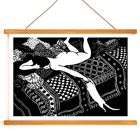 La Paresse by Félix Emile-Jean Vallotton depicts a person lounging on a patterned bed with a cat stretching beside them. Poster of a woman reclining with a cat on a patterned bed La Paresse by Félix Emile-Jean Vallotton