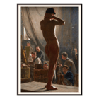 Model study in an art studio by Laurits Tuxen Poster of a model posing in an art studio with artists sketching titled Model study in Bonnats studio by Laurits Tuxen.