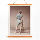 Japanese Tattoo Art by Raimund von Stillfried featuring intricate body art on a person standing with a tool. Poster of a man with intricate tattoos covering his back and arms holding a tool titled Japanese Tattoo by Raimund von Stillfried