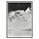 Broad Peak mountain view from Godwin-Austen Glacier by Vittorio Sella Poster featuring snow-covered Broad Peak mountain obscured by clouds, photo by Vittorio Sella titled Broad Peak vue prise du glacier Godwin-Austen.