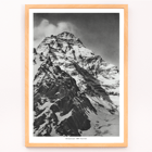 Black and white photograph of K2 western slope by Vittorio Sella Poster of the west face of K2 by Vittorio Sella showing the snow-covered mountain peak in black and white photography.