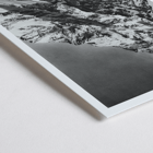 Black and white photograph of K2 western slope by Vittorio Sella Poster of the west face of K2 by Vittorio Sella showing the snow-covered mountain peak in black and white photography.
