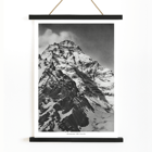 Black and white photograph of K2 western slope by Vittorio Sella Poster of the west face of K2 by Vittorio Sella showing the snow-covered mountain peak in black and white photography.