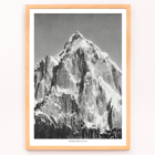 Mount Paitju towering with snow and rugged terrain photo by Vittorio Sella. Poster of Le mont Paitju, vue prise du Baltoro by Vittorio Sella showing a towering snow-covered mountain.