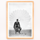 Air force parachuter landing by Ray Olsen Poster of an air force parachuter standing on ground with deployed parachute by Ray Olsen titled Air force parachuter