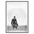Air force parachuter landing by Ray Olsen Poster of an air force parachuter standing on ground with deployed parachute by Ray Olsen titled Air force parachuter