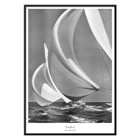Sailing yacht with billowing sails by Morris Rosenfeld titled Sails Poster of yacht sails catching wind on the open ocean in the artwork Sails by Morris Rosenfeld.