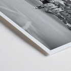 Lisbon Old City Landscape by Black & White Picture 1 depicts historic buildings rooftops and ocean view Poster featuring Lisbon Old City Landscape Black & White Picture 1 with a view of historical buildings and waterfront.