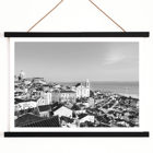 Black and white landscape of Alfama Lisbon Old City by artist Alfama Lisbon Poster of Lisbon's Alfama district with a view of traditional buildings and the Tagus River by Alfama Lisbon Old City Landscape Black & White Picture