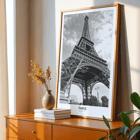 Tour Eiffel Black and White Picture by Artist Featuring Eiffel Tower in Paris Black and white poster of the Eiffel Tower in Paris titled Tour Eiffel Black & White picture highlighting its intricate structure