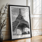 Tour Eiffel Black and White Picture by Artist Featuring Eiffel Tower in Paris Black and white poster of the Eiffel Tower in Paris titled Tour Eiffel Black & White picture highlighting its intricate structure