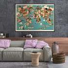 Colorful world depiction illustration by Miguel Covarrubias titled Population Map Colorful world illustration poster showing diverse cultures and animals by Yanko Tihov titled Population Map.