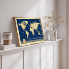 KLM World Map vintage airline route artwork. Poster of a vintage world map illustrating KLM flight routes with artistic details KLM World Map.