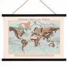 Paris historical monument map with detailed streets and landmarks Physical map of the World by James Reynolds Poster showing a detailed map of Paris highlighting its monuments and streets with artistic illustrations by James Reynolds