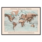 Paris historical monument map with detailed streets and landmarks Physical map of the World by James Reynolds Poster showing a detailed map of Paris highlighting its monuments and streets with artistic illustrations by James Reynolds