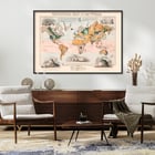 Mappa geologica del mondo di James Reynolds raffigurante regioni colorate e note Poster con la mappa geologica del mondo di James Reynolds con regioni colorate che rappresentano diverse formazioni geologiche
