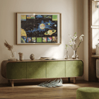 Map of Outer Space by Rand McNally & Co depicting planets and celestial bodies. Poster featuring planets and solar system illustration titled Map of Outer Space by Rand McNally & Co