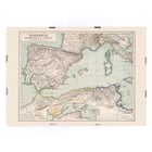 Map illustration of Hispania Mauretania and Africa by Kiepert Heinrich featuring detailed geographical features. Poster of a vintage map depicting regions of Hispania Mauretania and Africa by Kiepert Heinrich