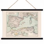 Map illustration of Hispania Mauretania and Africa by Kiepert Heinrich featuring detailed geographical features. Poster of a vintage map depicting regions of Hispania Mauretania and Africa by Kiepert Heinrich
