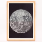 Photograph of the moon by Gerard Kuiper showcasing lunar surface details. Poster of the moon showing its surface details Photograph of the moon by Gerard Kuiper framed in black and white border