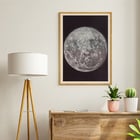 Photograph of the moon by Gerard Kuiper showcasing lunar surface details. Poster of the moon showing its surface details Photograph of the moon by Gerard Kuiper framed in black and white border