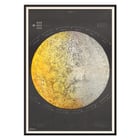 Illustrated lunar surface map by Falk-Verlag titled Moon Map Poster titled Moon Map by Falk-Verlag featuring a detailed lunar surface illustration with months labeled in German.