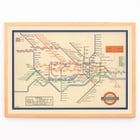 Vintage London Underground map artwork by London Transport titled London Underground Transport. Poster of a vintage London Underground map by London Transport with colorful lines and station names in a classic design.