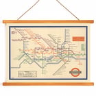 Vintage London Underground map artwork by London Transport titled London Underground Transport. Poster of a vintage London Underground map by London Transport with colorful lines and station names in a classic design.